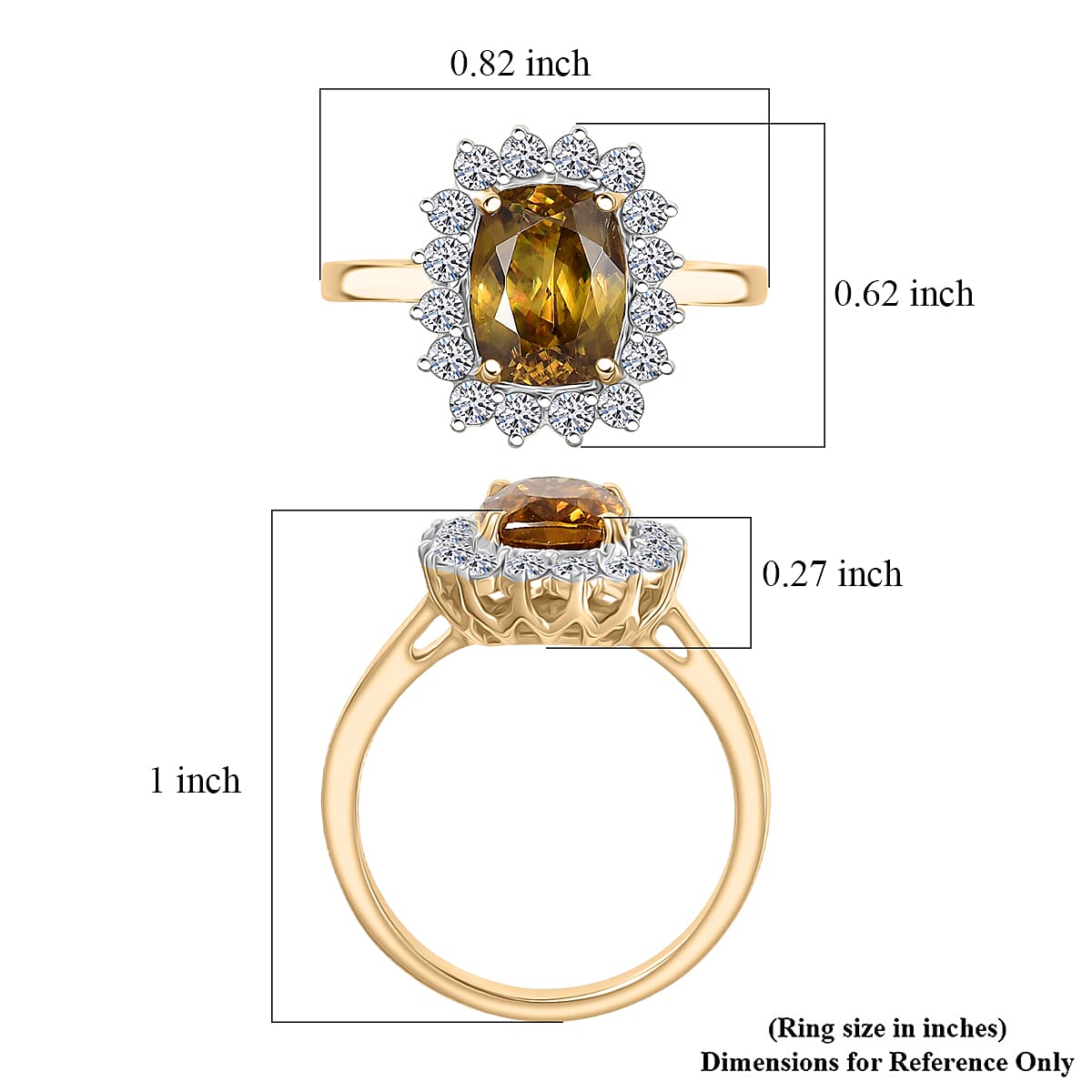 AAA Sava Sphene, Diamond Ring in 10K Yellow Gold 3.20 ctw (Size 10.0)
