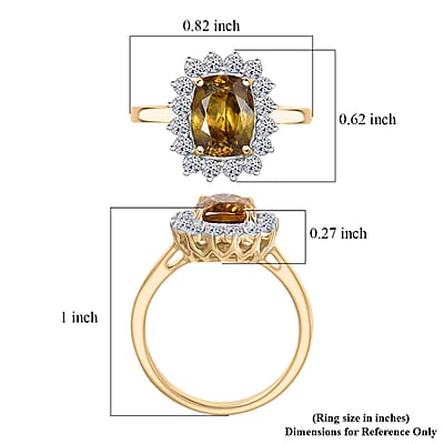 AAA Sava Sphene, Diamond Ring in 10K Yellow Gold 3.20 ctw (Size 10.0)