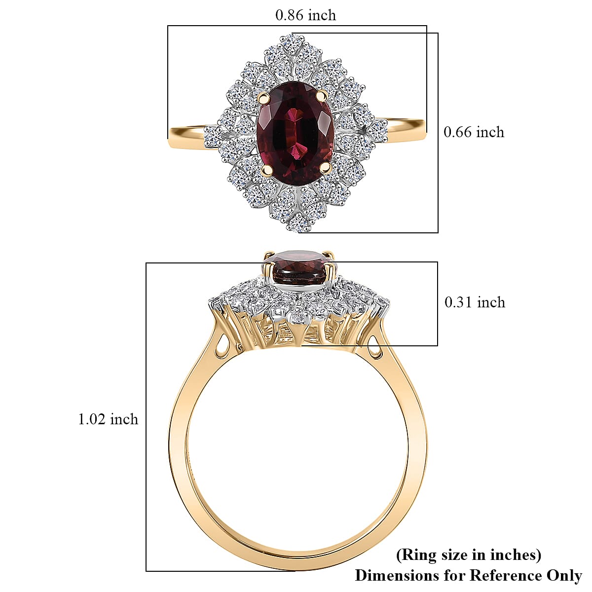  Certified & Appraised AAA Ouro Fino Rubellite and Luxuriant Diamond G-H SI 1.66 ctw Floral Ring in 10K Yellow Gold (Size 6.0) image number 2