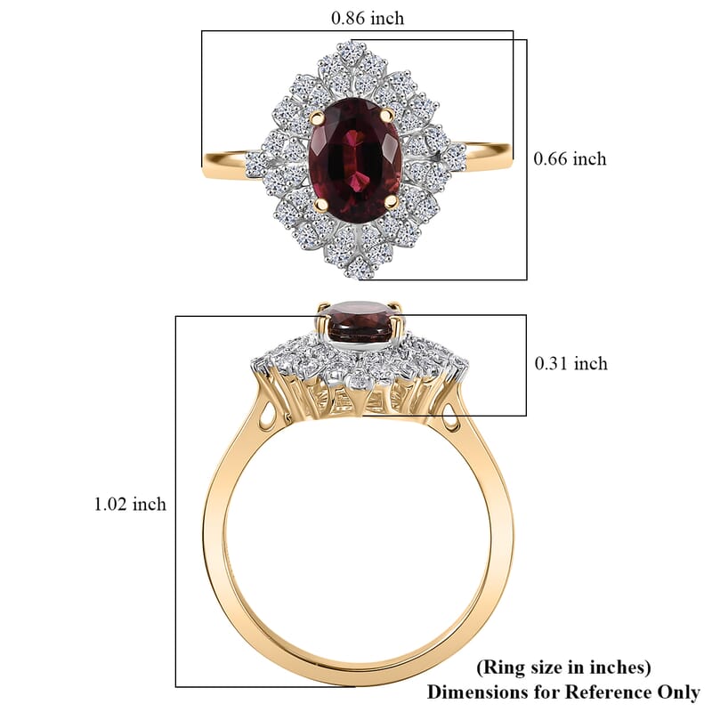 Certified & Appraised AAA Ouro Fino Rubellite and Luxuriant Diamond G-H SI 1.65 ctw Floral Ring in 10K Yellow Gold (Size 6.0)