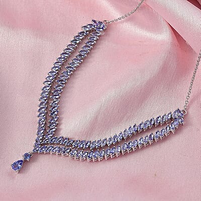 EverTrue Tanzanite Necklace in Platinum Bond 8.30 ctw (18-20 Inches)