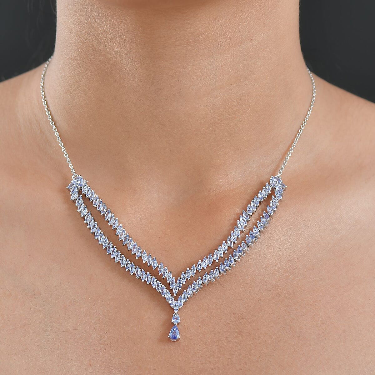 Doorbuster EverTrue Tanzanite 8.30 ctw Harmony of Elements Necklace in Platinum Bond 18-20 Inches (Del. in 10-12 Days) image number 2