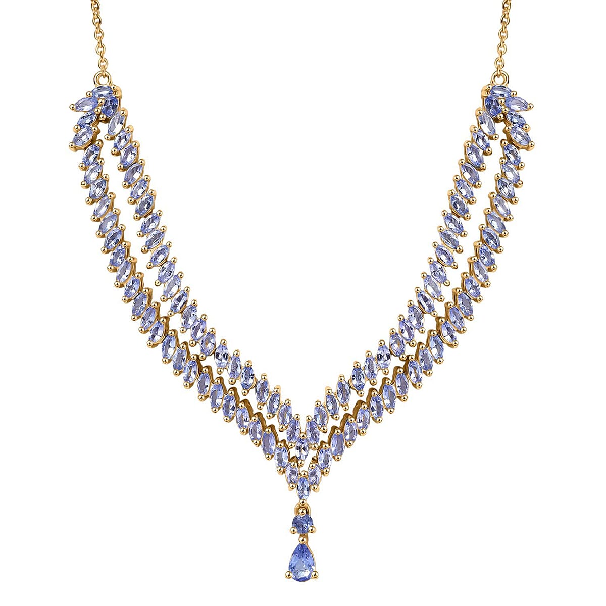  EverTrue Tanzanite 7.10 ctw Harmony of Elements Necklace in 18K Yellow Gold Plated 18-20 Inches image number 0