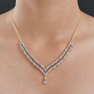  EverTrue Tanzanite 7.10 ctw Harmony of Elements Necklace in 18K Yellow Gold Plated 18-20 Inches