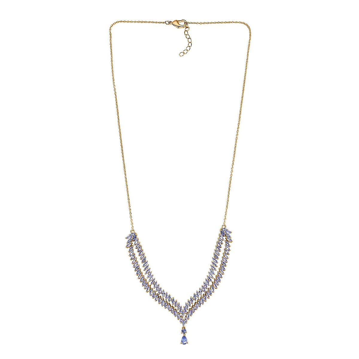  EverTrue Tanzanite 7.10 ctw Harmony of Elements Necklace in 18K Yellow Gold Plated 18-20 Inches image number 3