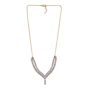  EverTrue Tanzanite 7.10 ctw Harmony of Elements Necklace in 18K Yellow Gold Plated 18-20 Inches