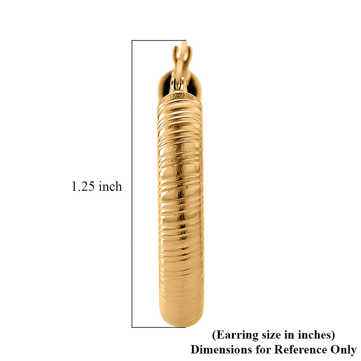 Classic Textured Hoop Earrings in ION Plated YG Stainless Steel image number 5