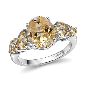 EverTrue Brazilian Citrine 3.15 ctw Sun-shine Ring in Platinum Bond (Size 10.0)