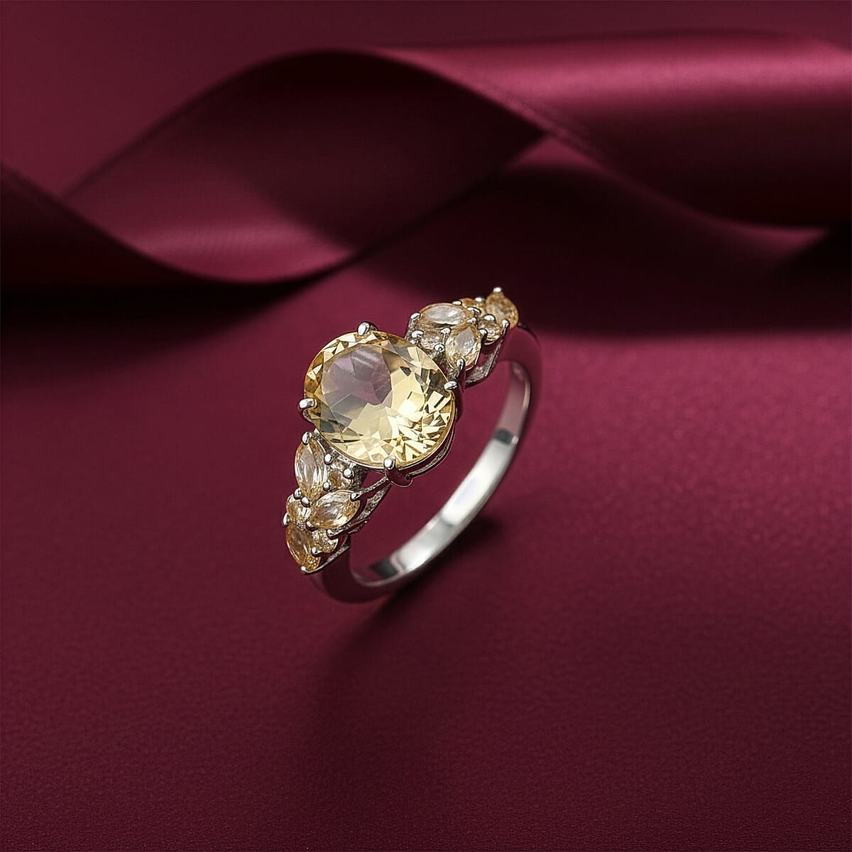 EverTrue Brazilian Citrine 3.15 ctw Sun-shine Ring in Platinum Bond (Size 10.0) image number 1