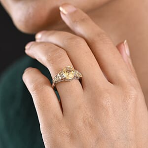 EverTrue Brazilian Citrine 3.15 ctw Sun-shine Ring in Platinum Bond (Size 10.0)