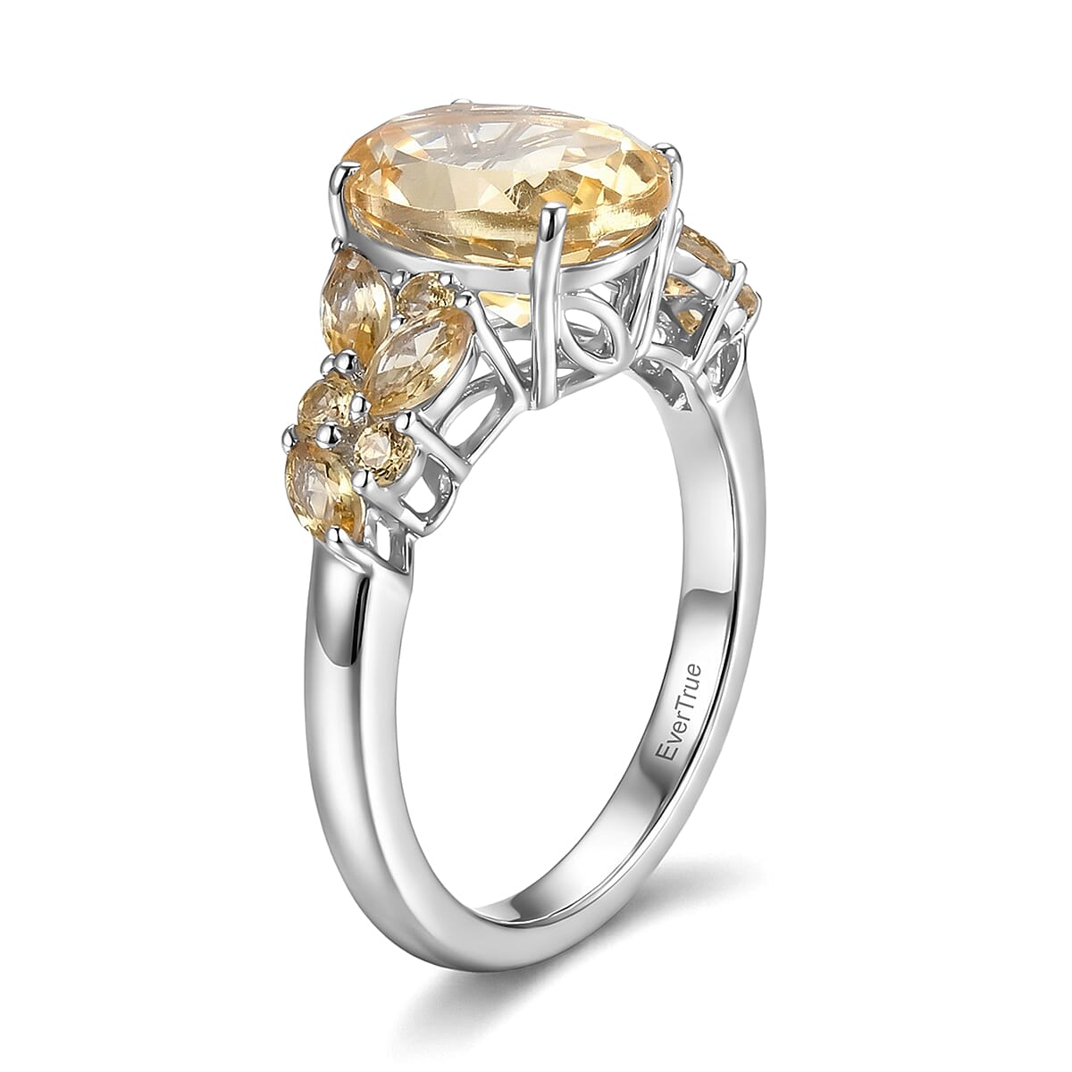 EverTrue Brazilian Citrine 3.15 ctw Sun-shine Ring in Platinum Bond (Size 10.0) image number 3