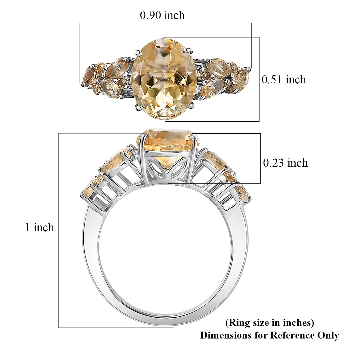EverTrue Brazilian Citrine 3.15 ctw Sun-shine Ring in Platinum Bond (Size 10.0) image number 5
