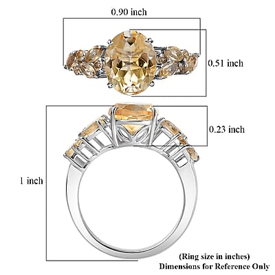EverTrue Brazilian Citrine 3.15 ctw Sun-shine Ring in Platinum Bond (Size 9.0)
