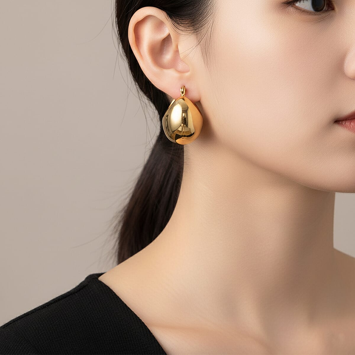 Hoop Earrings in ION Plated YG Stainless Steel image number 2