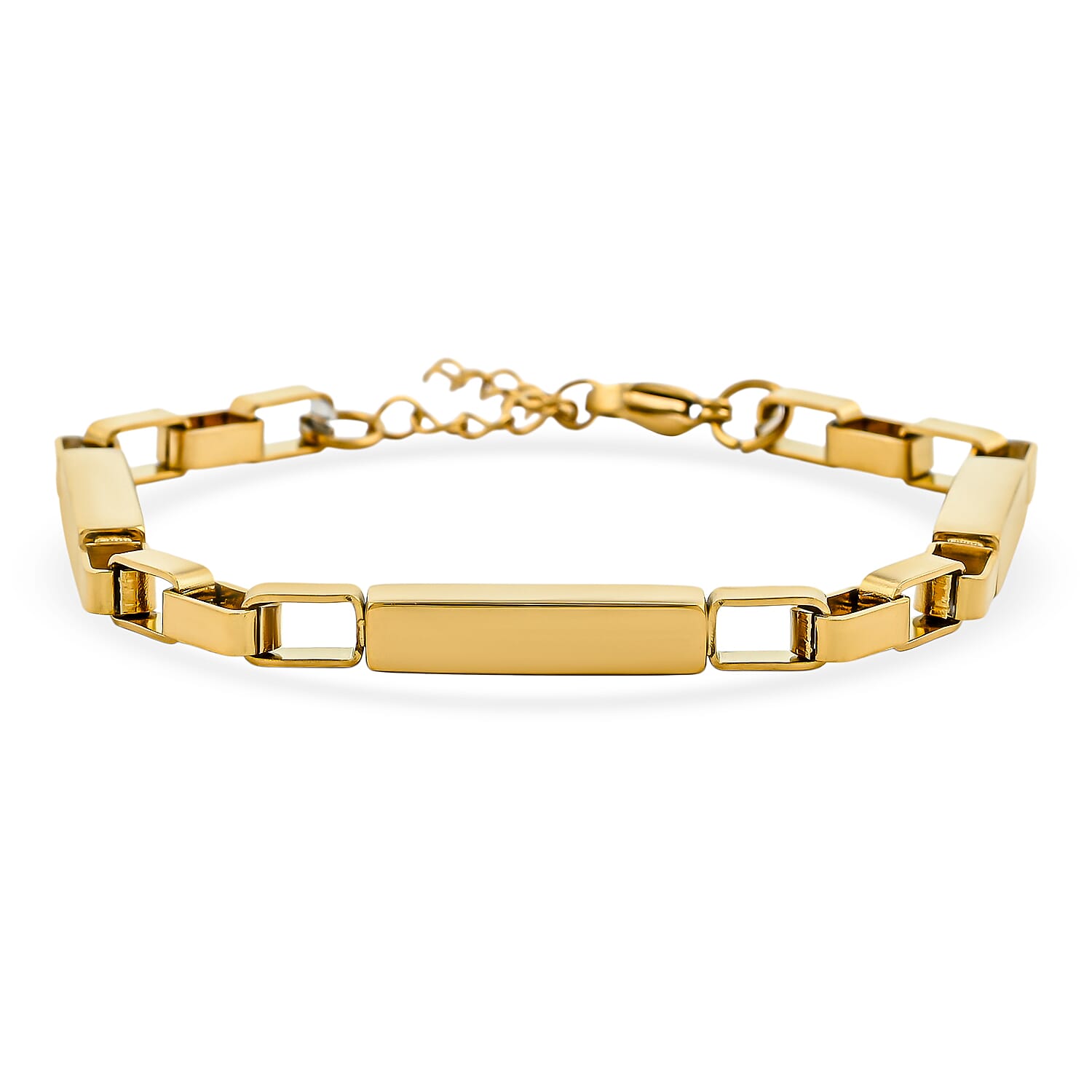 Rectangular Link Chain Bracelet in ION Plated YG Stainless Steel (7.5-9.0In)