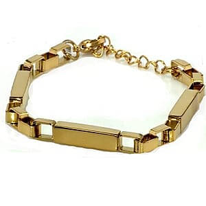 Rectangular Link Chain Bracelet in ION Plated YG Stainless Steel (7.5-9.0In)