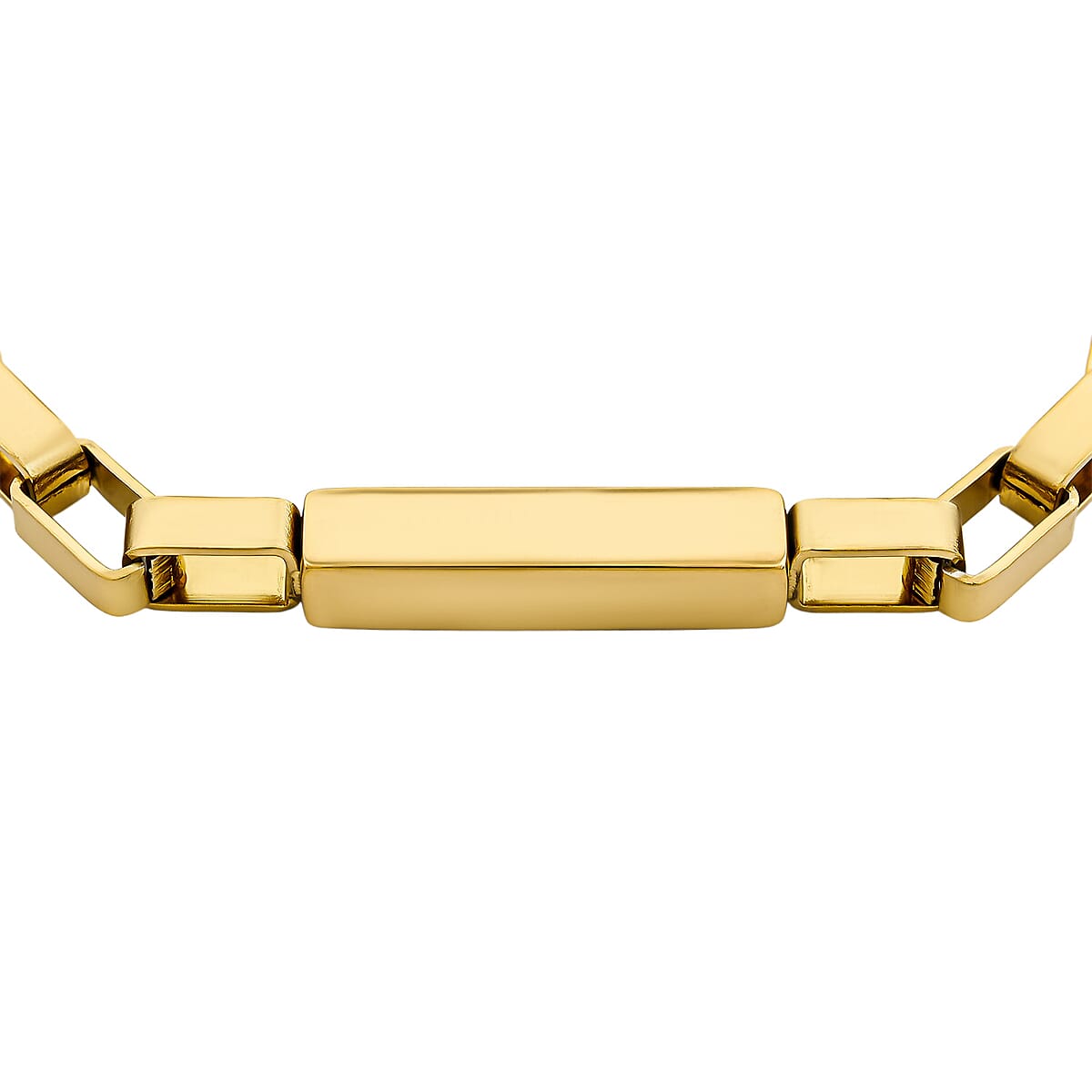 Rectangular Link Chain Bracelet in ION Plated YG Stainless Steel (7.5-9.0In) image number 3