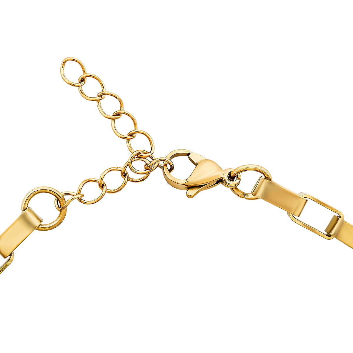 Rectangular Link Chain Bracelet in ION Plated YG Stainless Steel (7.5-9.0In) image number 4