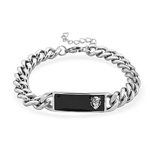 Simulated Diamond Lion Head Bracelet in Stainless Steel (7.50-9.0In)