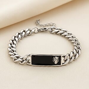 Simulated Diamond Lion Head Bracelet in Stainless Steel (7.50-9.0In)