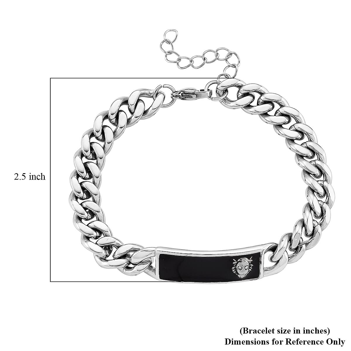 Simulated Diamond Lion Head Bracelet in Stainless Steel (7.50-9.0In) image number 5