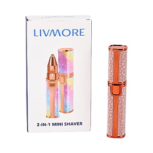 Livmore Beautech 2-in-1 Rechargeable Waterproof Lady Shaver with 2 Replaceable Heads and LED Light -Champange
