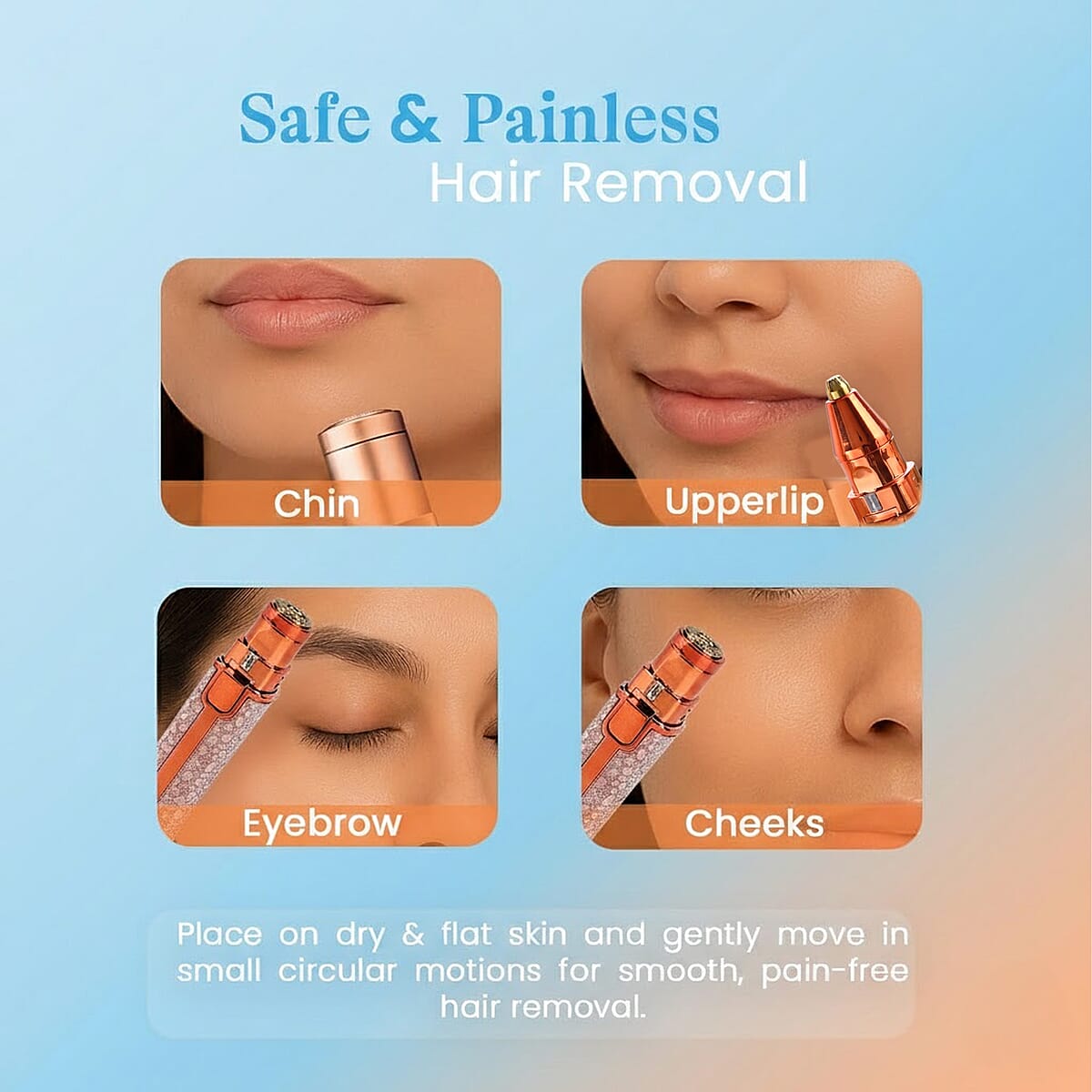 Livmore Beautech 2-in-1 Rechargeable Waterproof Lady Shaver with 2 Replaceable Heads and LED Light -Champange image number 5