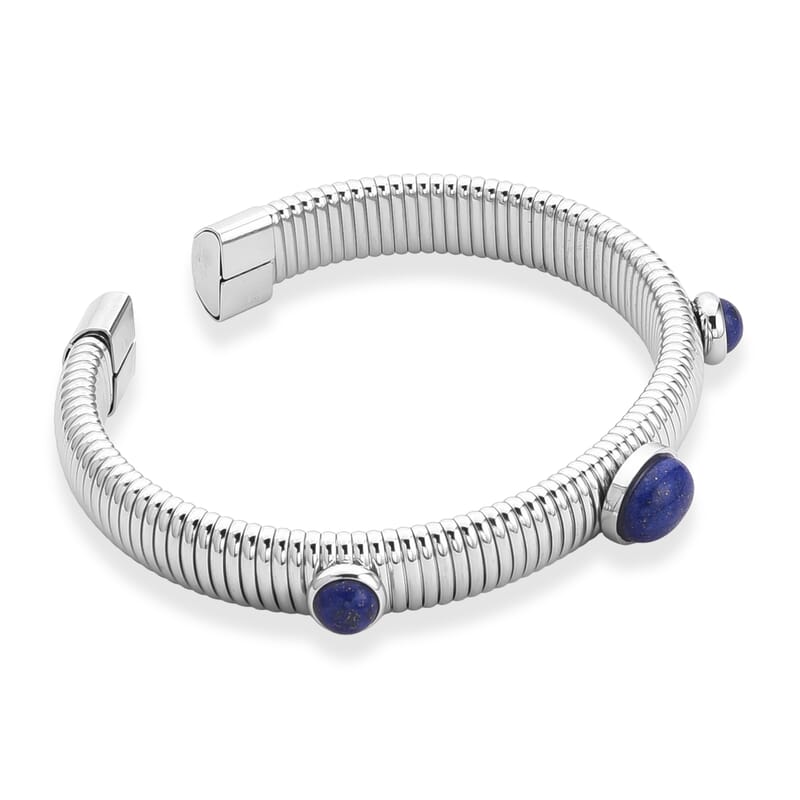 Lapis Lazuli 1.80 ctw Cuff Bracelet in Stainless Steel (7-7.5In)