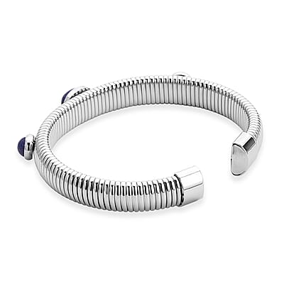 Lapis Lazuli 1.80 ctw Cuff Bracelet in Stainless Steel (7-7.5In)