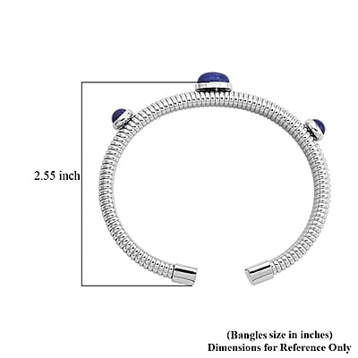 Lapis Lazuli 1.80 ctw Cuff Bracelet in Stainless Steel (7-7.5In)