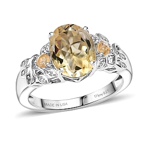 D'Joy Red Citrine 2.65 ctw Ring in Platinum Over Sterling Silver (Size 10.0)