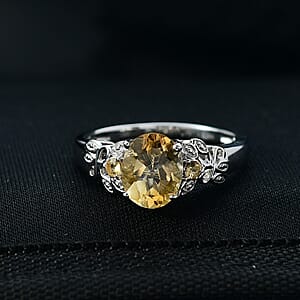 D'Joy Brazilian Citrine Leaves Ring in Platinum Over Sterling Silver 2.65 ctw (Size 10.0)