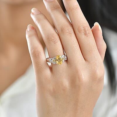 D'Joy Brazilian Citrine Leaves Ring in Platinum Over Sterling Silver 2.65 ctw (Size 10.0)