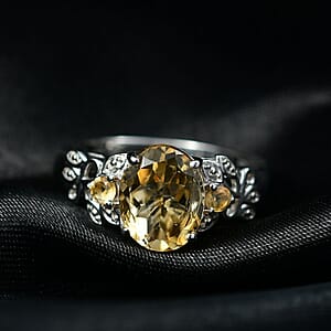 D'Joy Brazilian Citrine Leaves Ring in Platinum Over Sterling Silver 2.65 ctw (Size 11.0)