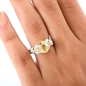 D'Joy Brazilian Citrine Leaves Ring in Platinum Over Sterling Silver 2.65 ctw (Size 11.0)