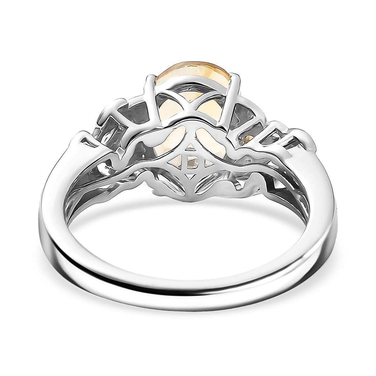 D'Joy Brazilian Citrine 2.65 ctw Leaves Ring in Platinum Over Sterling Silver (Size 11.0) image number 4