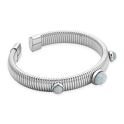 Amazonite 1.80 ctw Cuff Bracelet in Stainless Steel (7-7.5In)