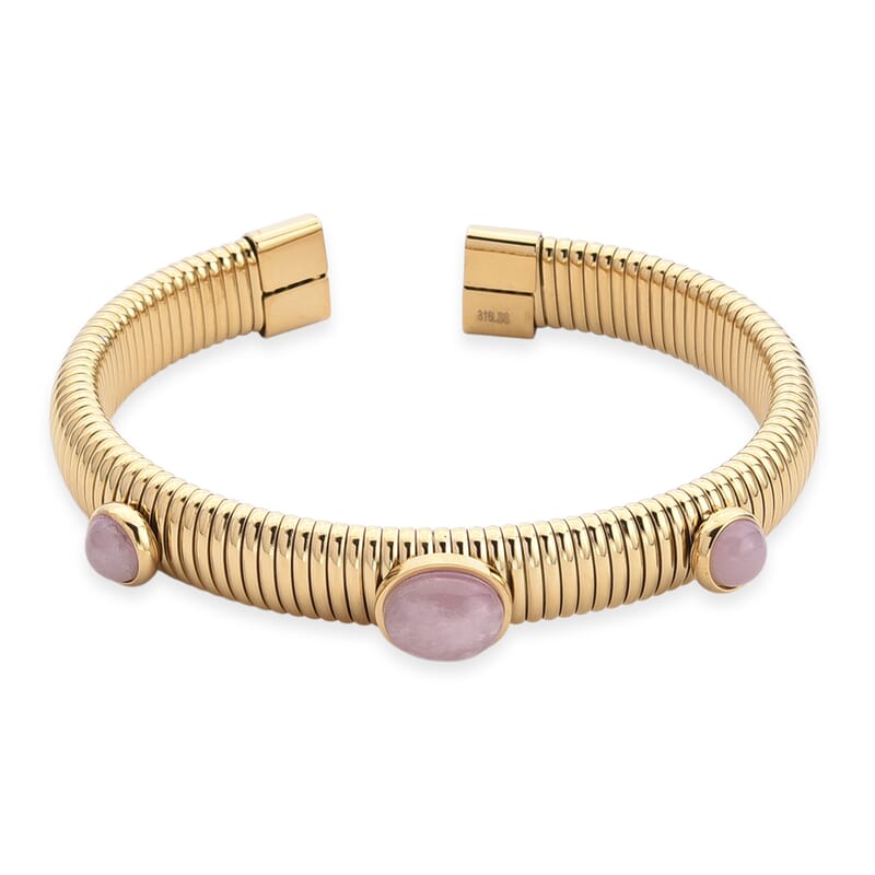 Galilea Rose Quartz 1.80 ctw Cuff Bracelet in ION Plated YG Stainless Steel (7-7.5In)