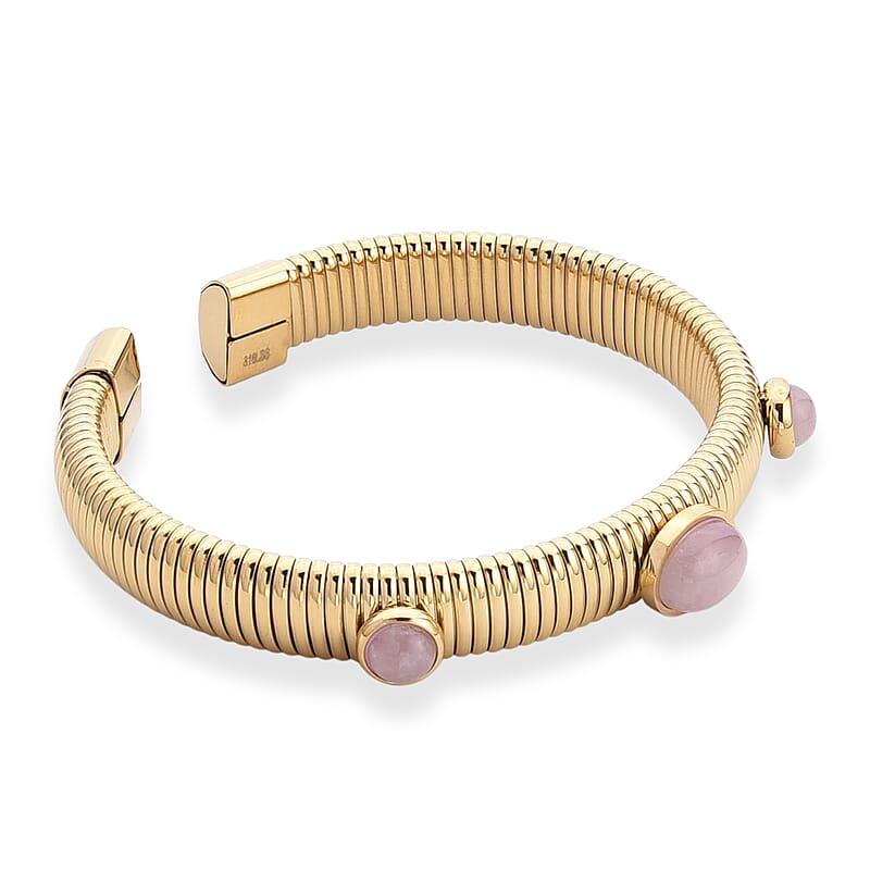 Galilea Rose Quartz 1.80 ctw Cuff Bracelet in ION Plated YG Stainless Steel (7-7.5In)