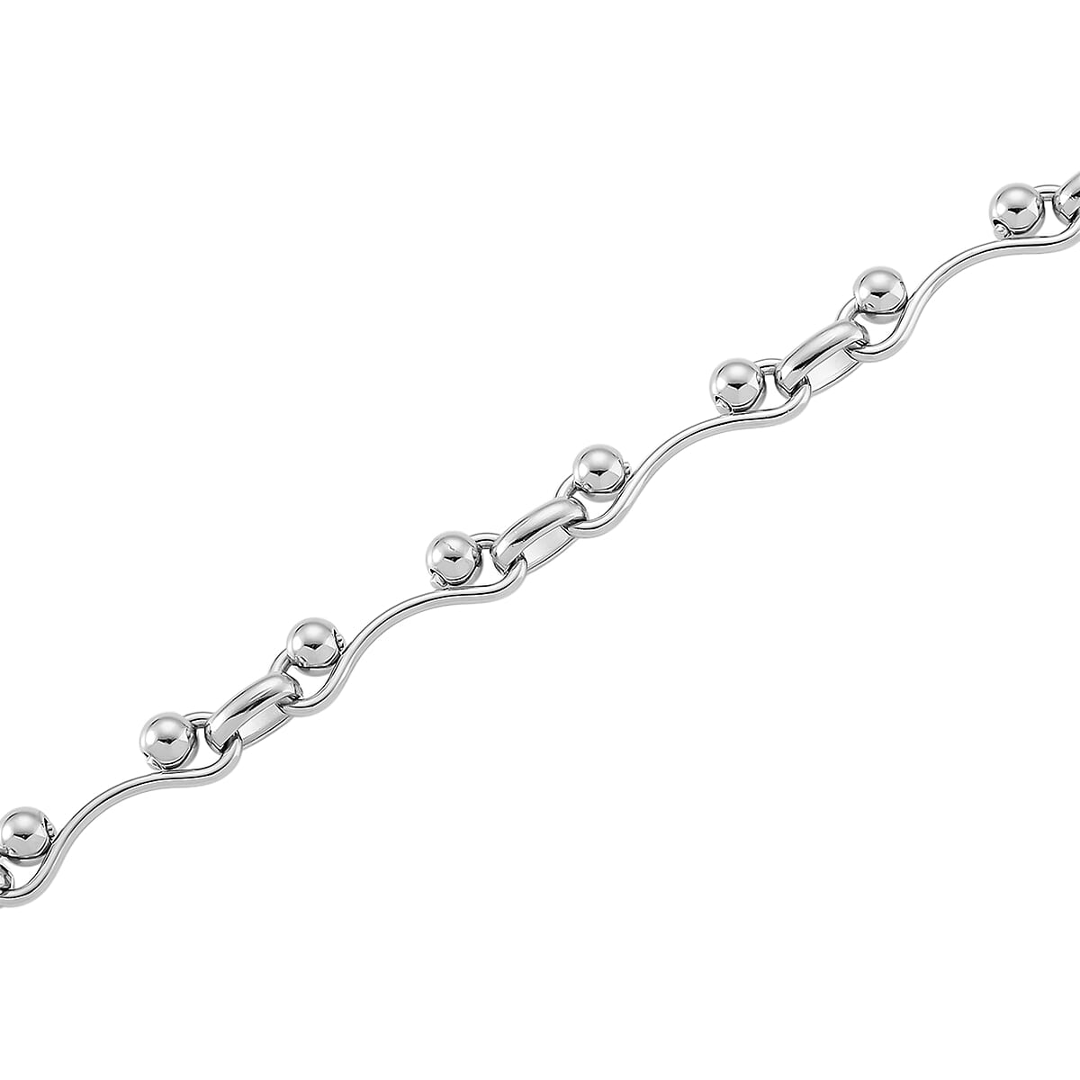 Wave Bead Link Chain Necklace in Stainless Steel 20-22 Inches image number 4