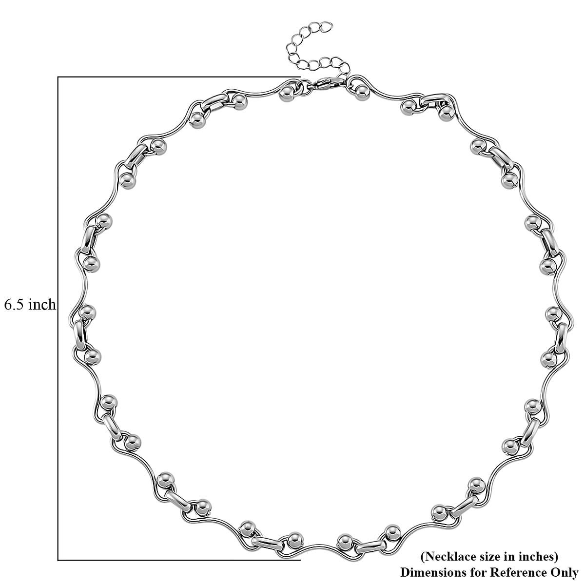 Wave Bead Link Chain Necklace in Stainless Steel 20-22 Inches image number 6