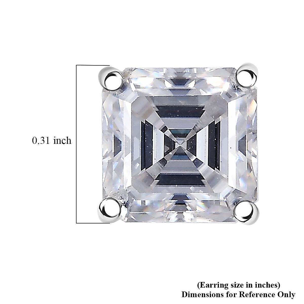 Doorbuster D'Joy Asscher Cut Moissanite 5.50 ctw Stud Earrings in Rhodium Over Sterling Silver  image number 5