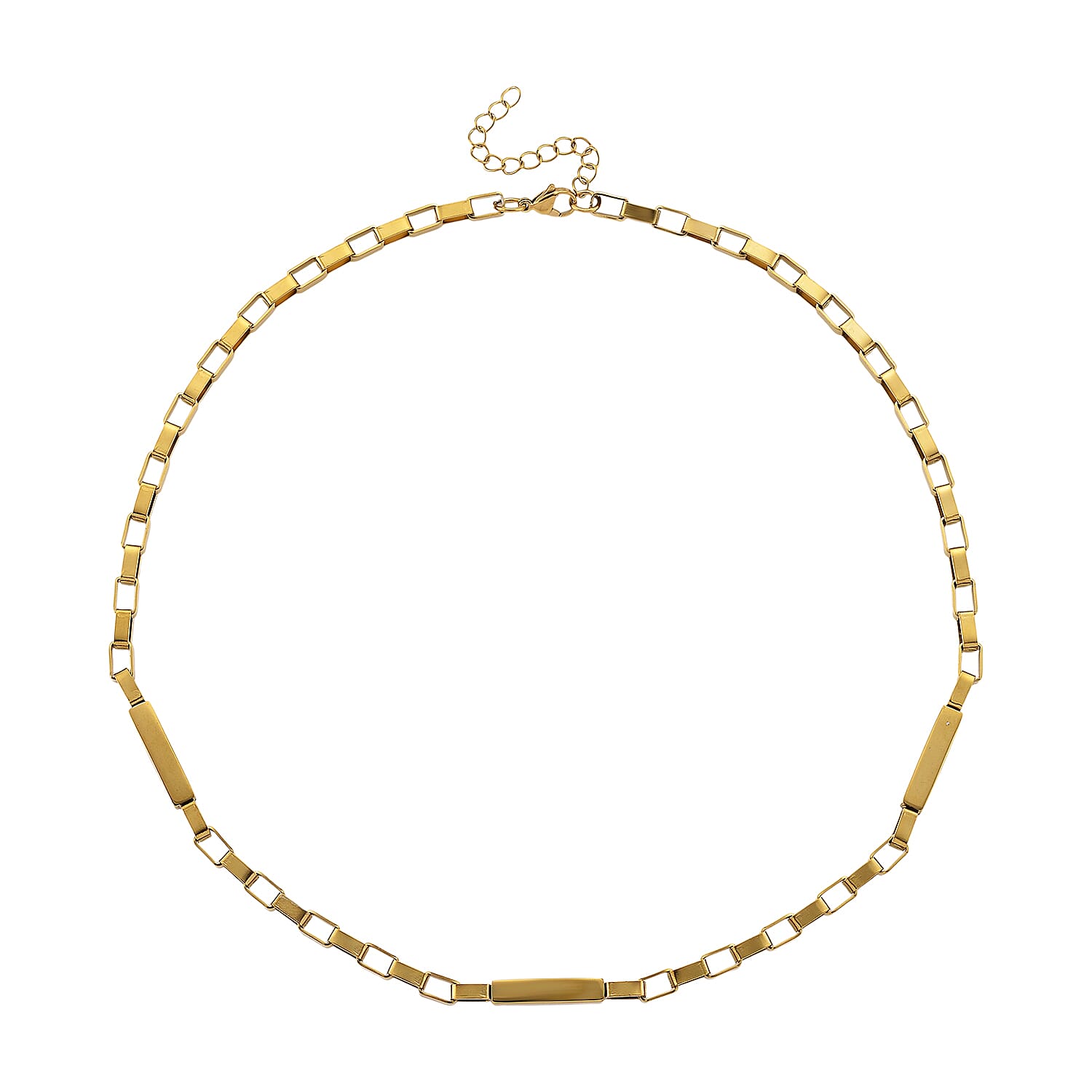 Rectangular Link Chain Necklace (20-22 Inches) in ION Plated YG Stainless Steel