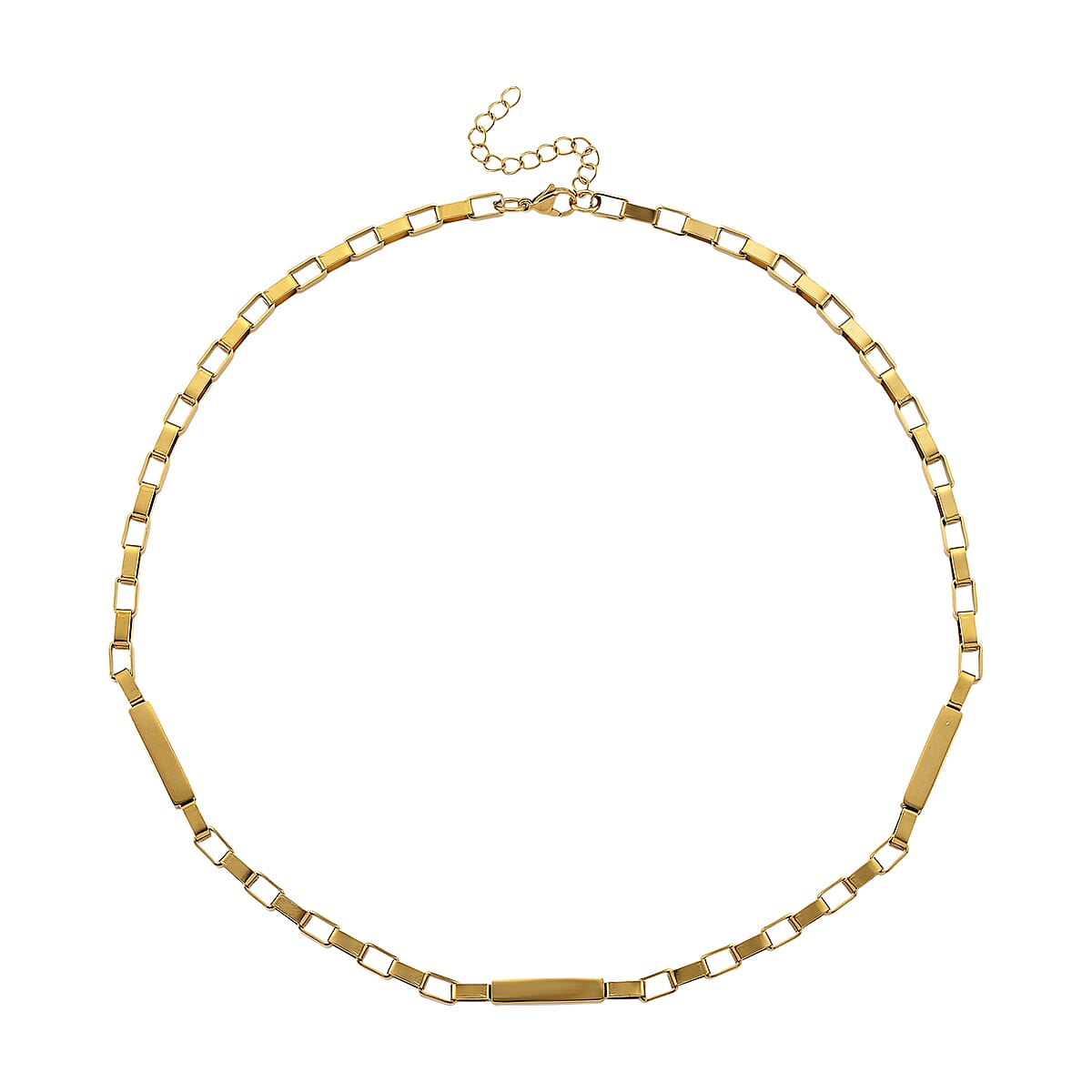 Rectangular Link Chain Necklace (20-22 Inches) in ION Plated YG Stainless Steel image number 3