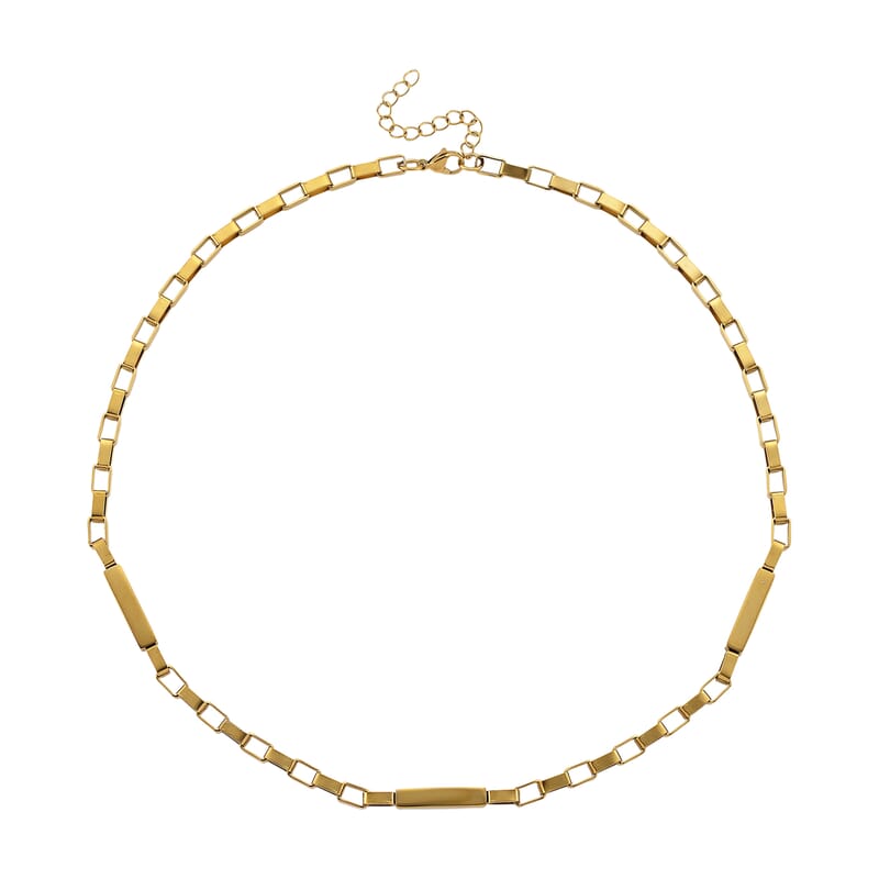 Rectangular Link Chain Necklace (20-22 Inches) in ION Plated YG Stainless Steel