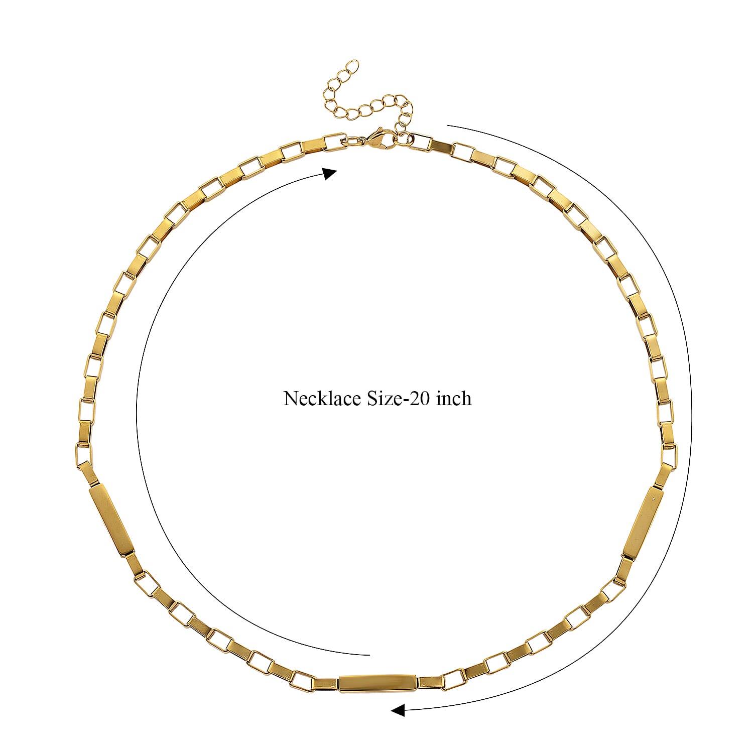 Rectangular Link Chain Necklace (20-22 Inches) in ION Plated YG Stainless Steel