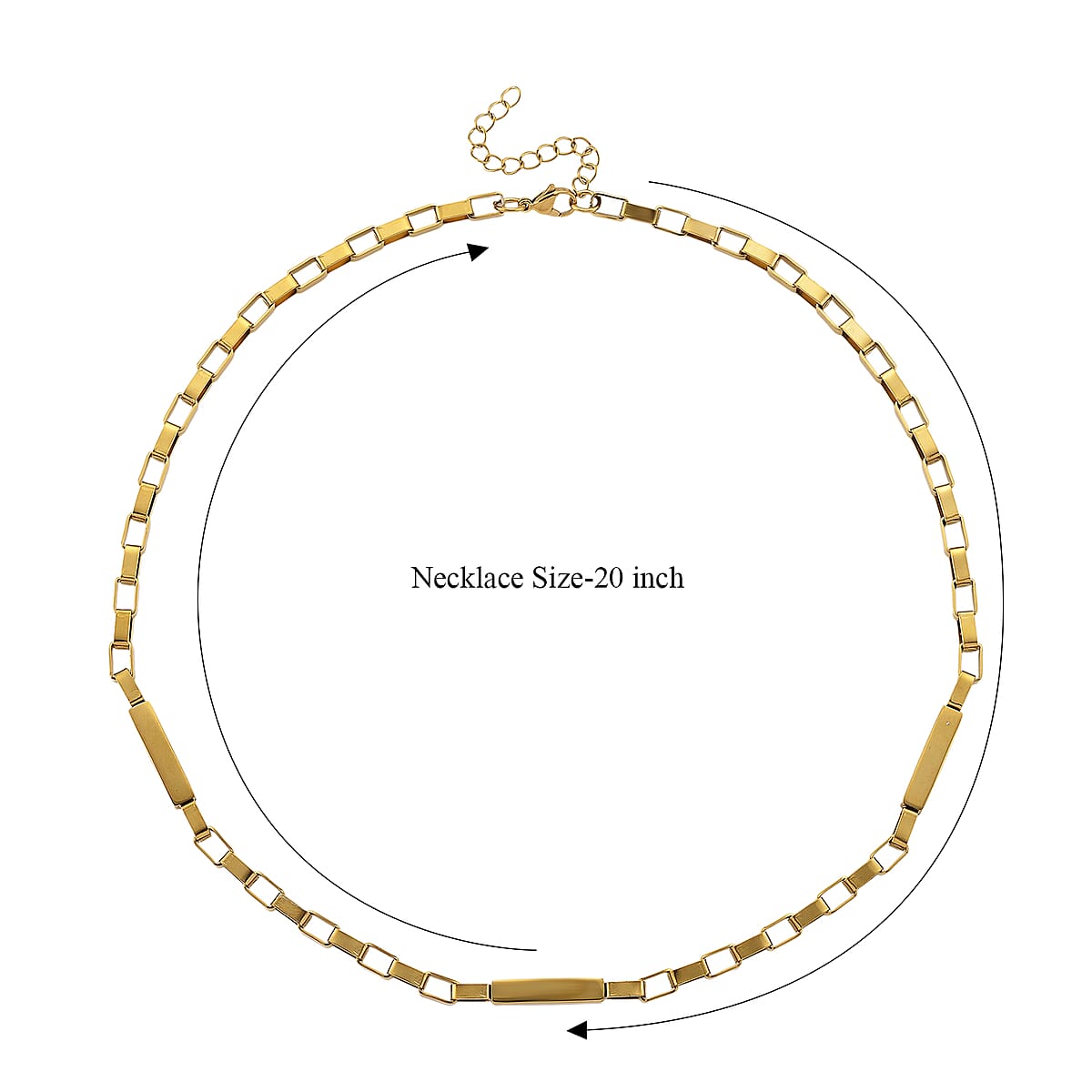 Rectangular Link Chain Necklace (20-22 Inches) in ION Plated YG Stainless Steel image number 6