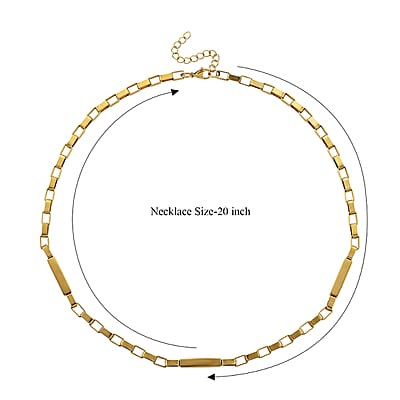 Rectangular Link Chain Necklace (20-22 Inches) in ION Plated YG Stainless Steel