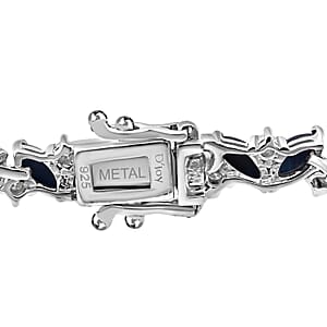 D'Joy Premium Blue Star Sapphire (DF) and Moissanite 12.60 ctw Celestial Lineage Bracelet in Rhodium Over Sterling Silver (6.50 In)