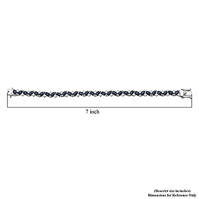 D'Joy Premium Blue Star Sapphire (DF) and Moissanite 12.60 ctw Celestial Lineage Bracelet in Rhodium Over Sterling Silver (6.50 In)